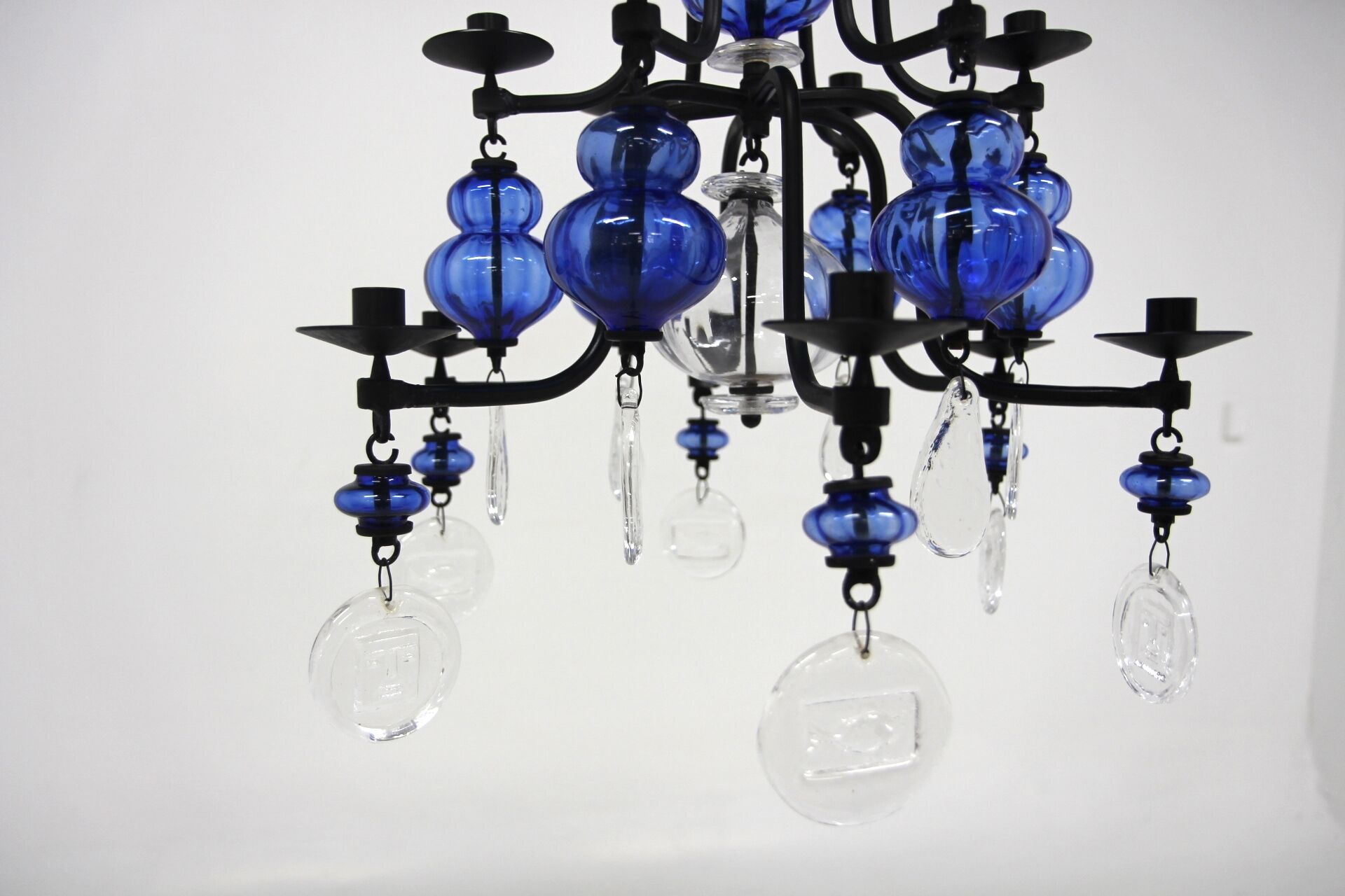 Glass chandelier, Erik Höglund, Boda Glasbruk & Smide, Sweden, 1970