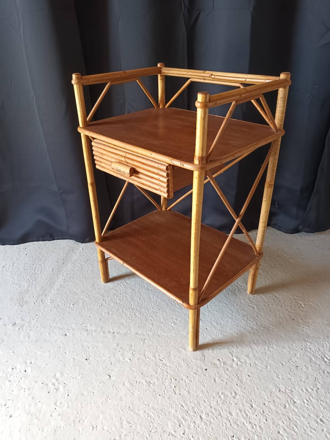 Vintage rattan bedside table
