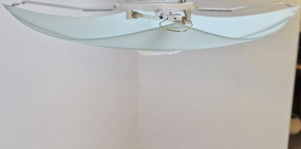 Vibea Quadra Ceiling Lamp in Ice Glass and Brass, 1970s