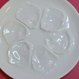 6 white oyster plates in Saint St Amand earthenware slip France