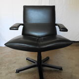 Office armchair in leather by Jean Louis Berthet pure Mobilier International, 80s