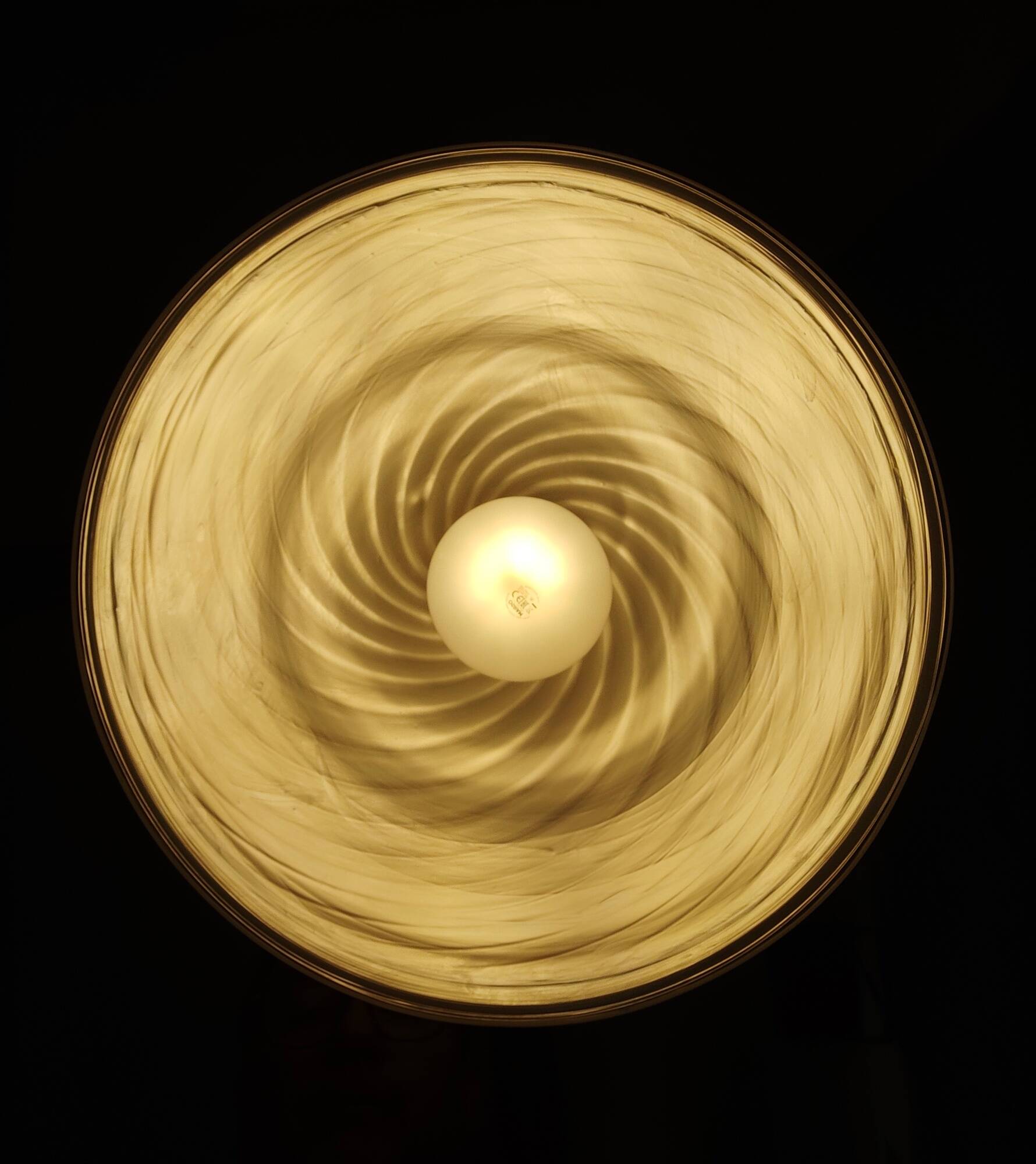 Adjustable White Murano Glass and Brushed Brass Pendant by VeArt