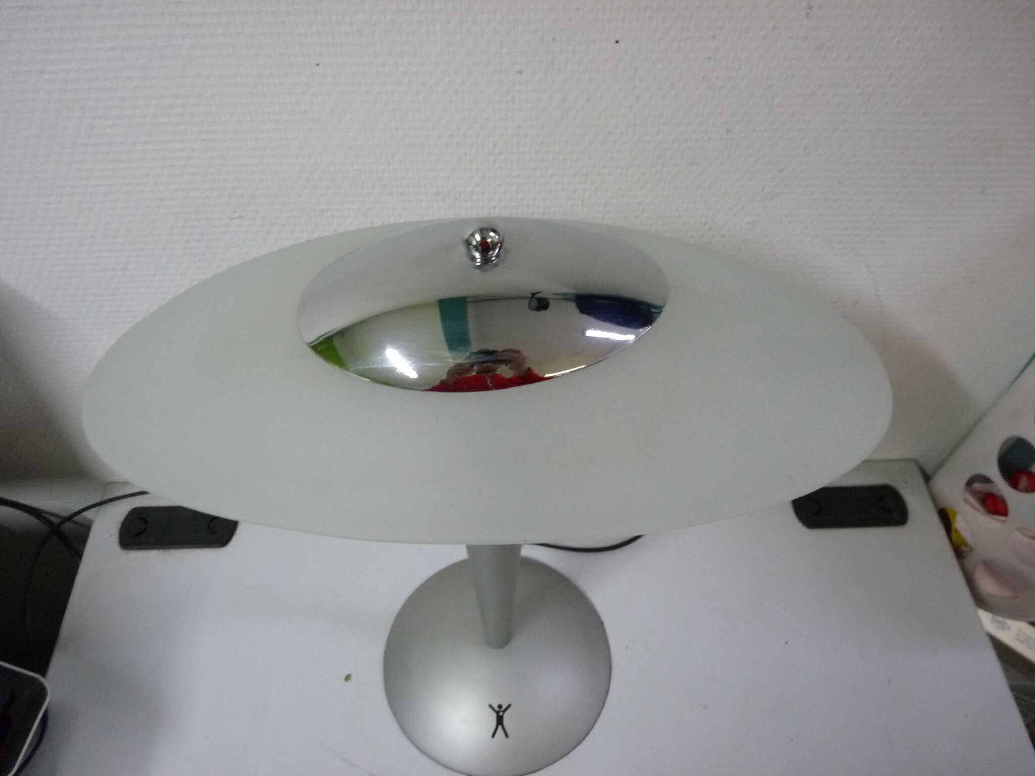 Glass and metal mushroom lamp