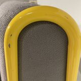 Yellow tubular modular bench & gray fabric