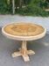 Vintage round Barrois dining table renovated in solid oak and ceramic