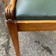4 gondola chairs, Charles X restoration, solid wood and green leather, 19th century.