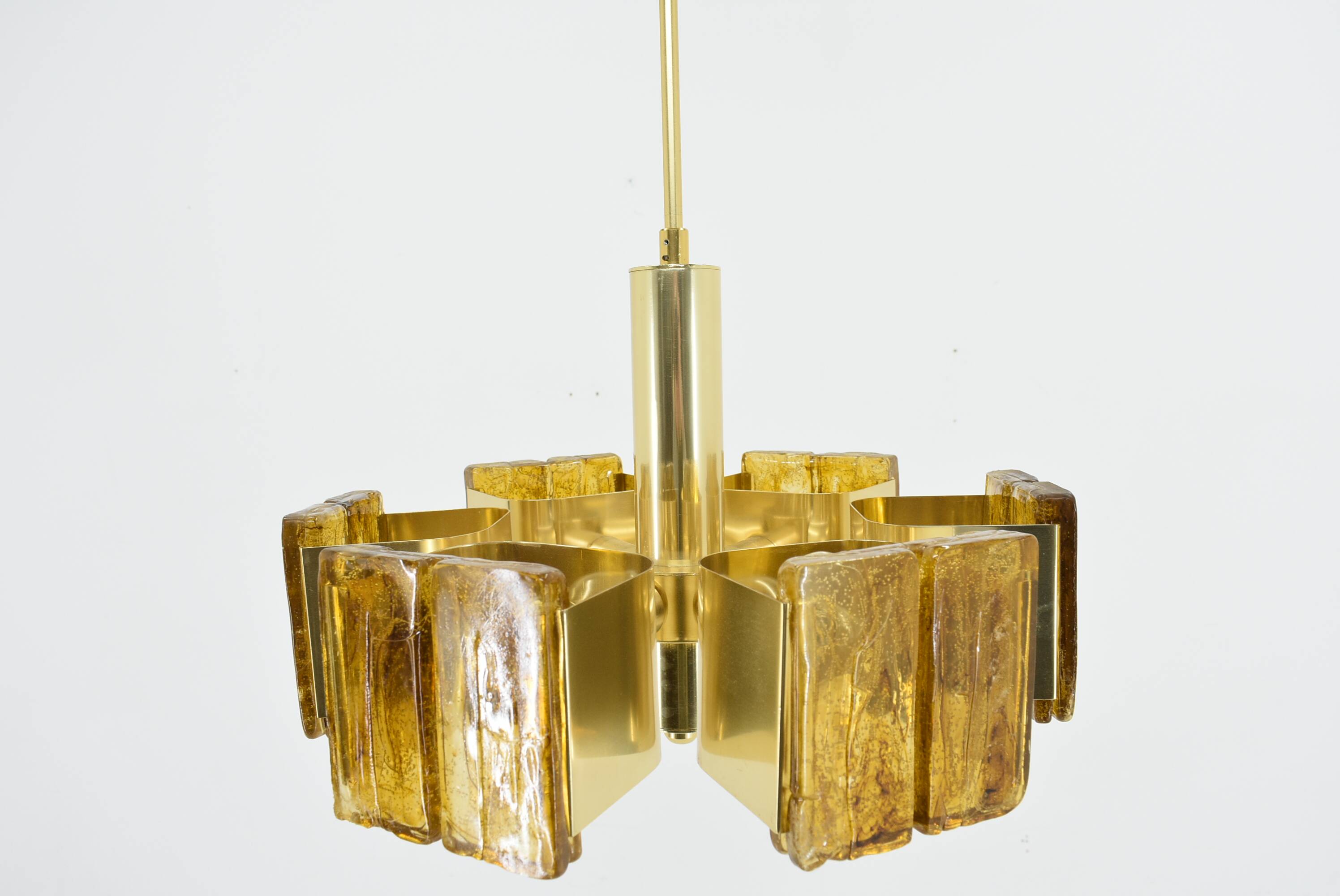 Mid-century design brass and resin pendant, 1960s / Hungary