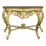 Elegant Golden Console With Carved Details 20th Century