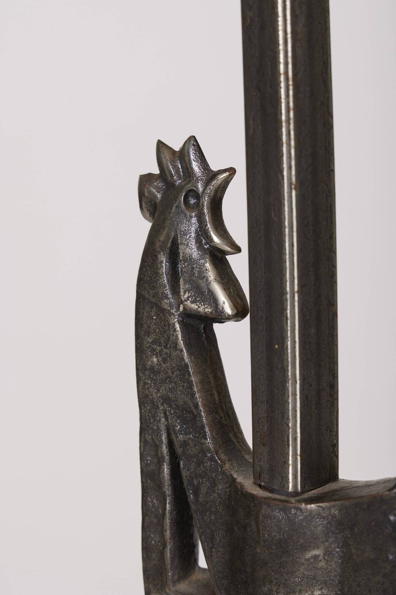 Floor lamp Rooster in beaten iron, 1950s, France