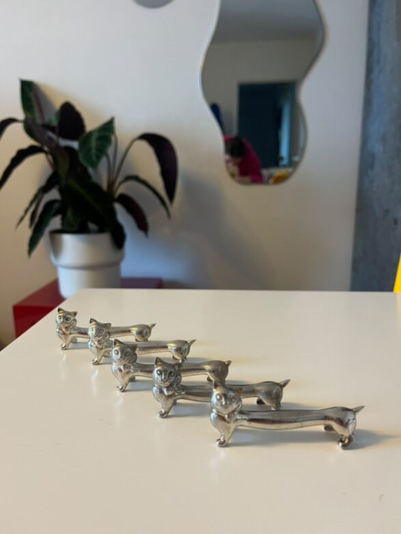 Vintage cat knife rests x5