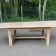 Extendable dining table in solid elm, Maison Regain brutalist 70s.
