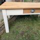Table basse de ferme campagne bois brut blanc