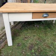 Table basse de ferme campagne bois brut blanc