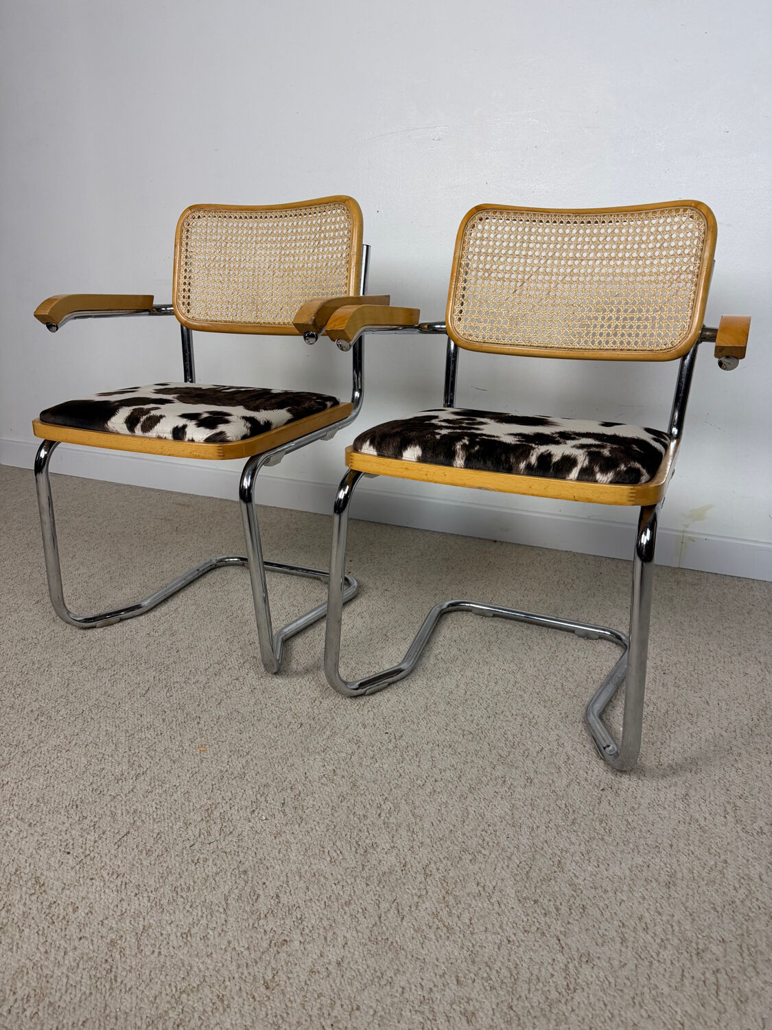 Italian design armchairs – cane, chrome and wood – Cesca spirit