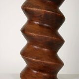 Pair of Brutalist Solid Wood Lamps
