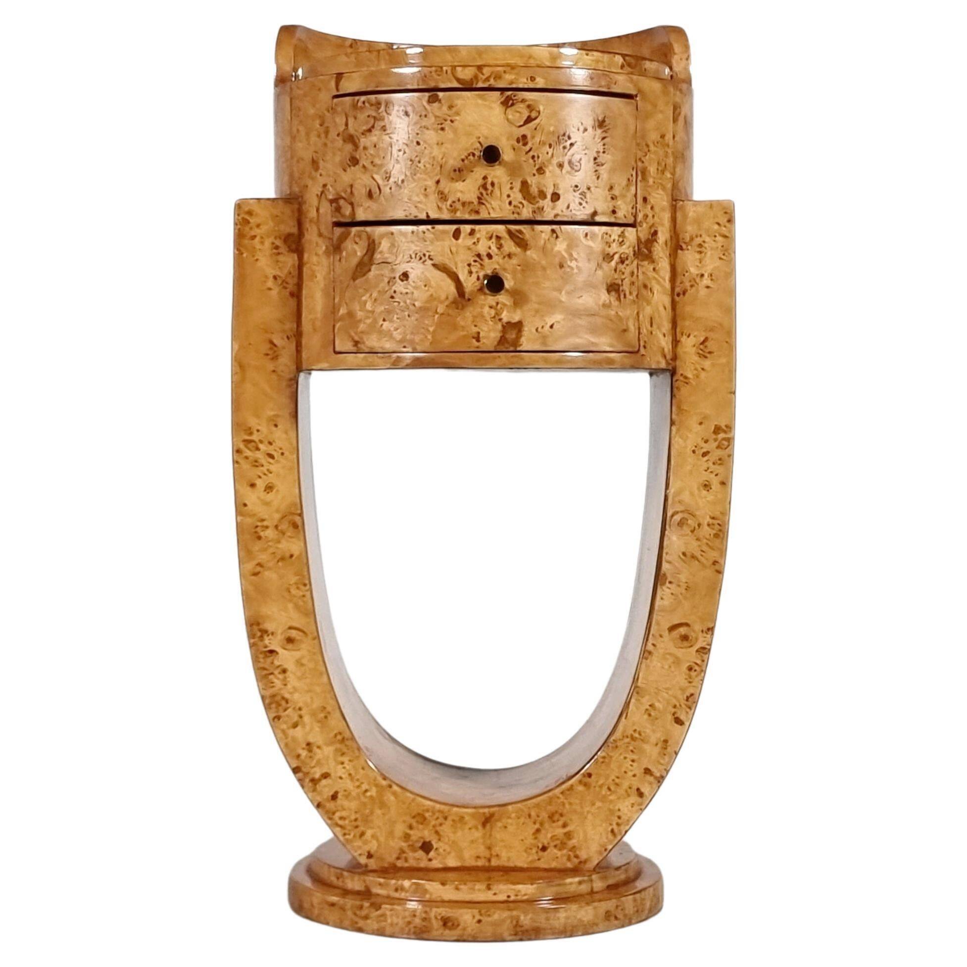 Meuble de rangement Art Déco en placage de bois de ronce, 1970