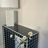 Console tile black mosaic and white joint