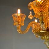 Venetian chandelier in golden murano glass 5 arms of light circa 1930