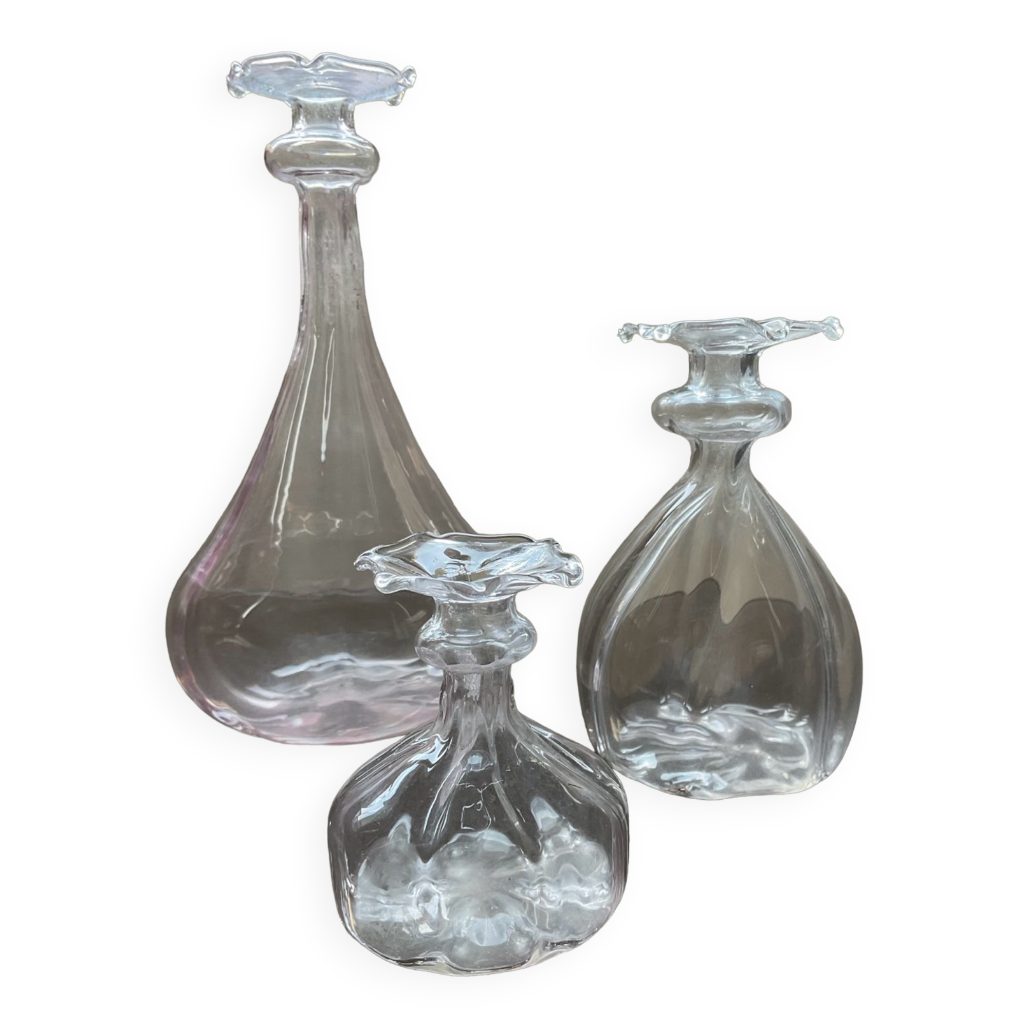 Trio of Art Deco soliflores in blown glass