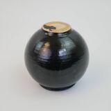 Black ceramic ball vase from Biot