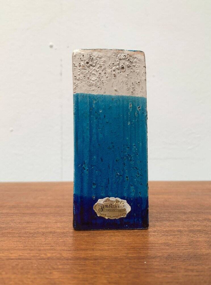 Mid-century Italian blue and white minimalist vase by Bitossi, 1960s.