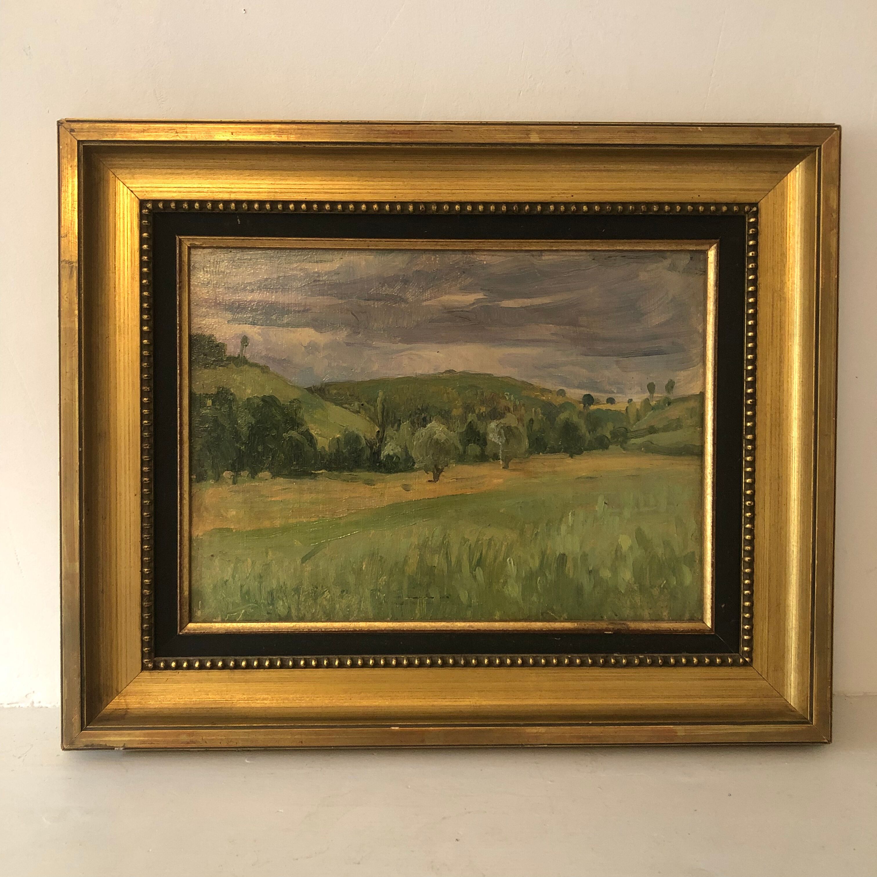 Country landscape, old oil on panel