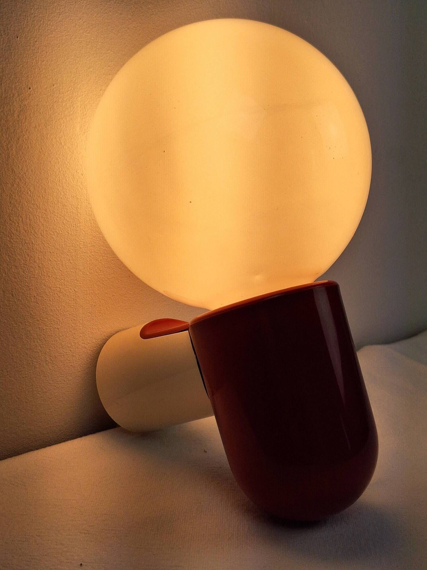 Pair of Allibert 70s space age plastic wall lamps