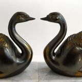 Swan bookends on marble