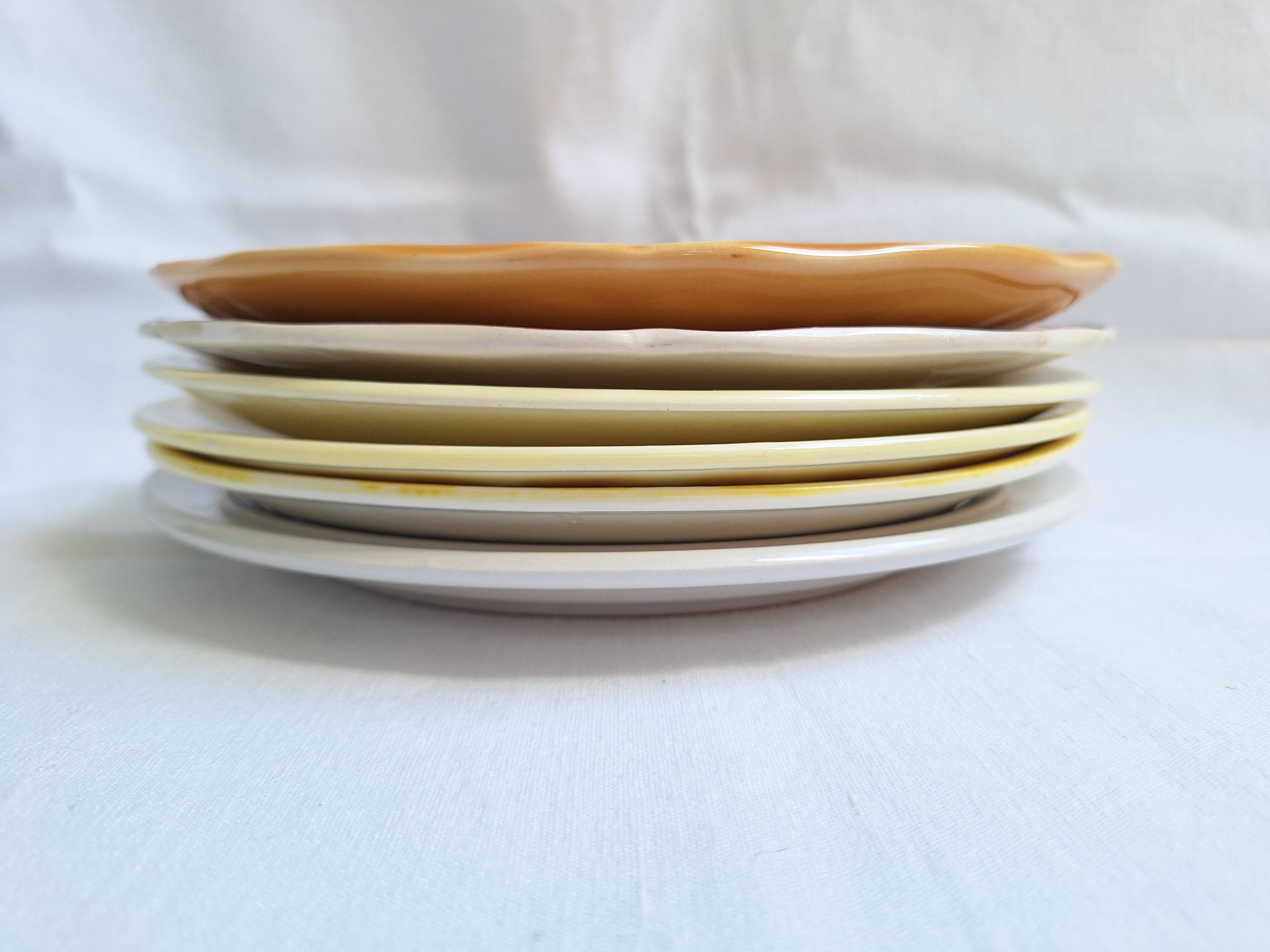 Vintage yellow orange and white dinner plates
