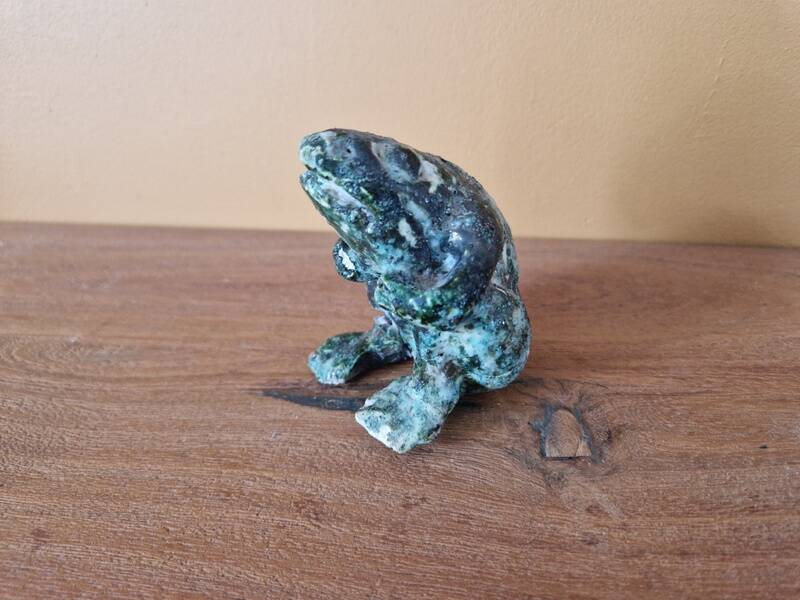 Joanna Hair (1955) Ceramic raku glazed toad or frog