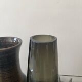 Cylindrical vase in black/grey Murano glass, mid-century design