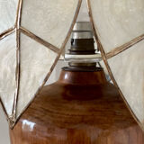 Mother-of-pearl and olive wood lamp