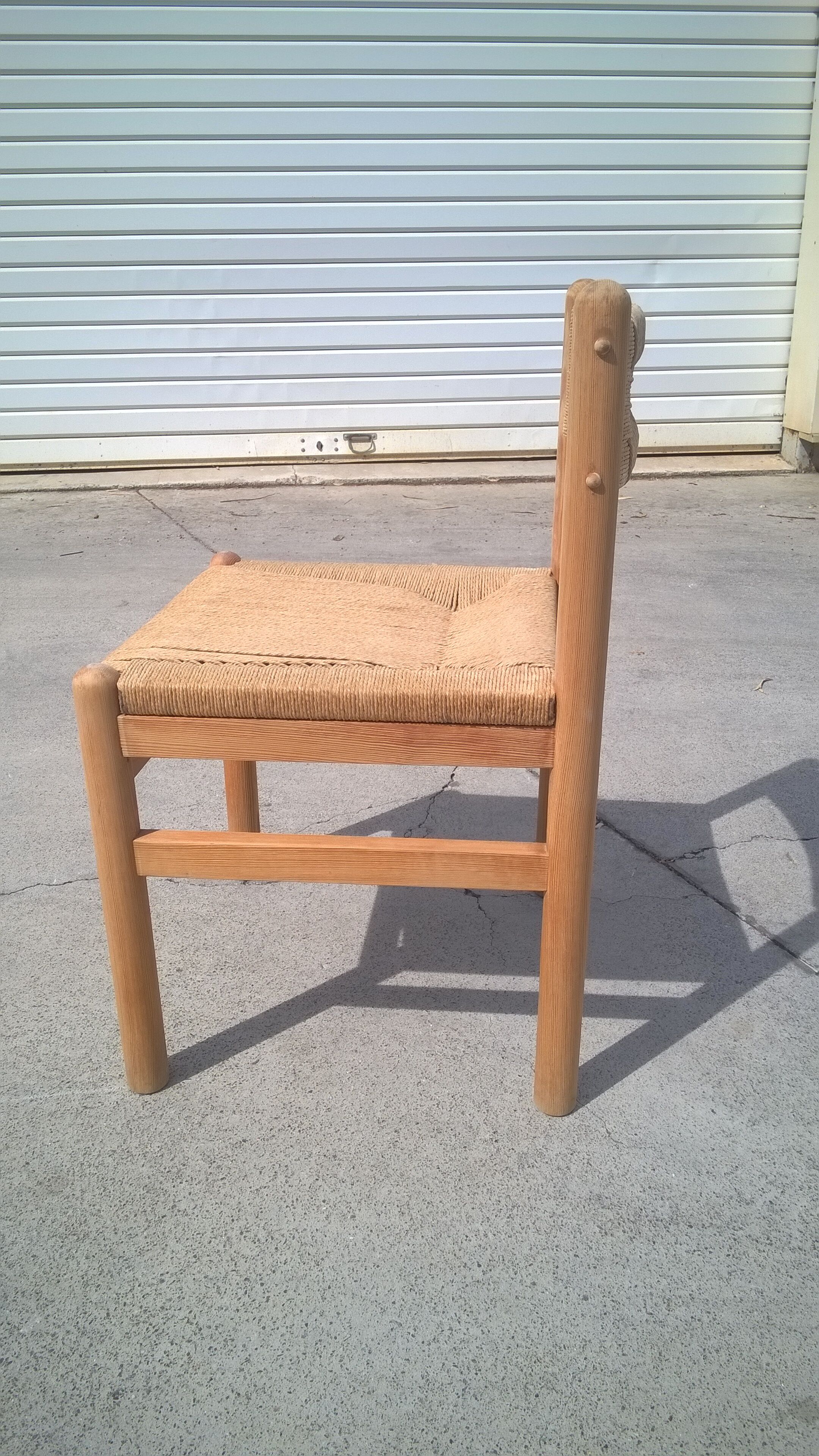 Set of 6 rope and pine chairs