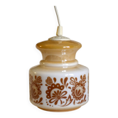 Suspension in opaline with floral decorations, 1970s.