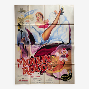 Affiche cinéma originale "Moulin Rouge" John Huston, French cancan 120x160cm 1952