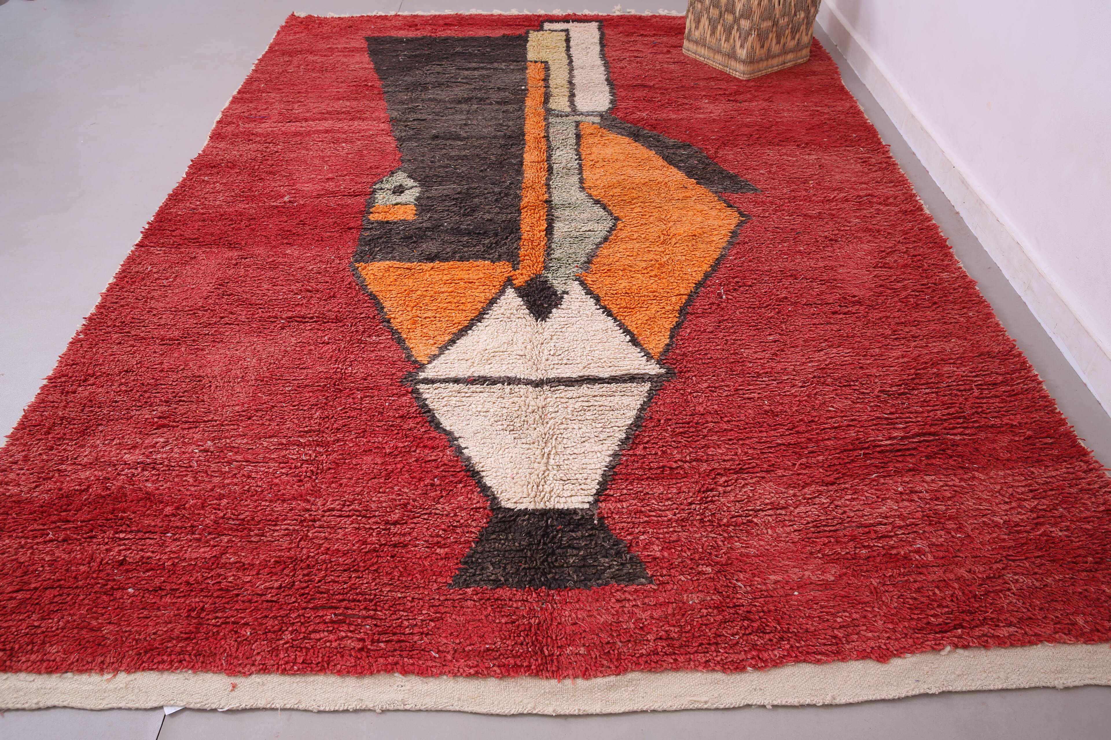 Abstract Vintage Moroccan Rug 238 x 334 - Berber Wool Rug - Handmade Rug