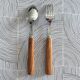 Paire de couverts en inox et olivier