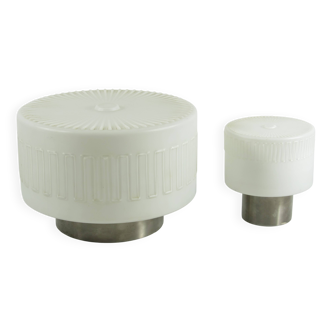 Set of Two 1930s German Art Deco Ceiling Lights, Wila Leuchten, Opal Glass