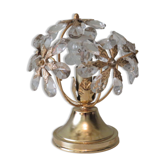 Table lamp, gilt metal and crystal, Belgium 1960s