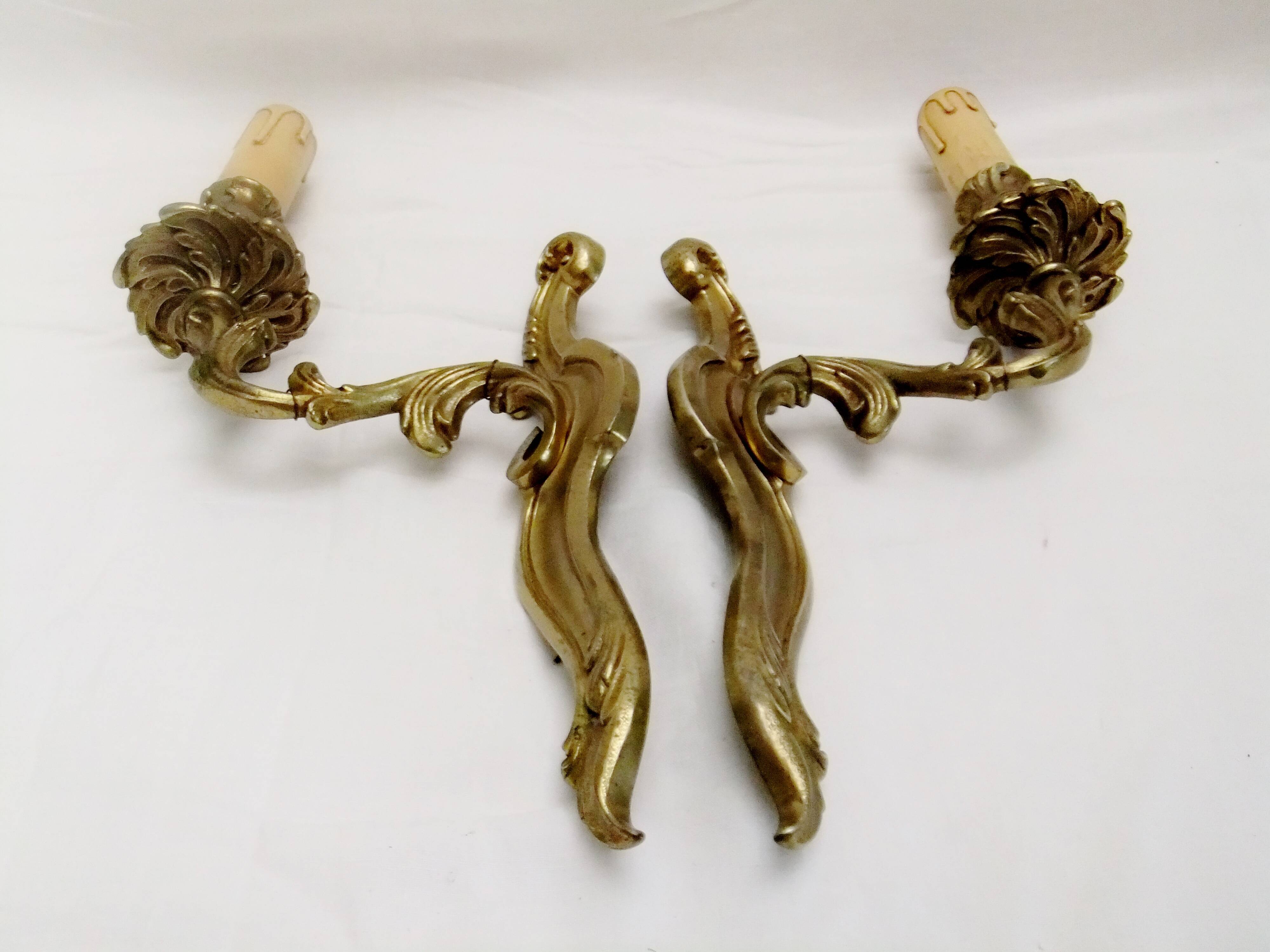 Wall light pair solid bronze Registered Model candle holder