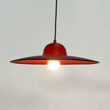 Red suspension lamp in perforated metal, 1970