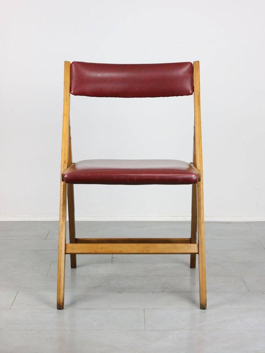 Vintage red Eden folding chair by Gio Ponti