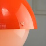 Suspension italienne Space Age en plexiglas orange et laiton, années 1970