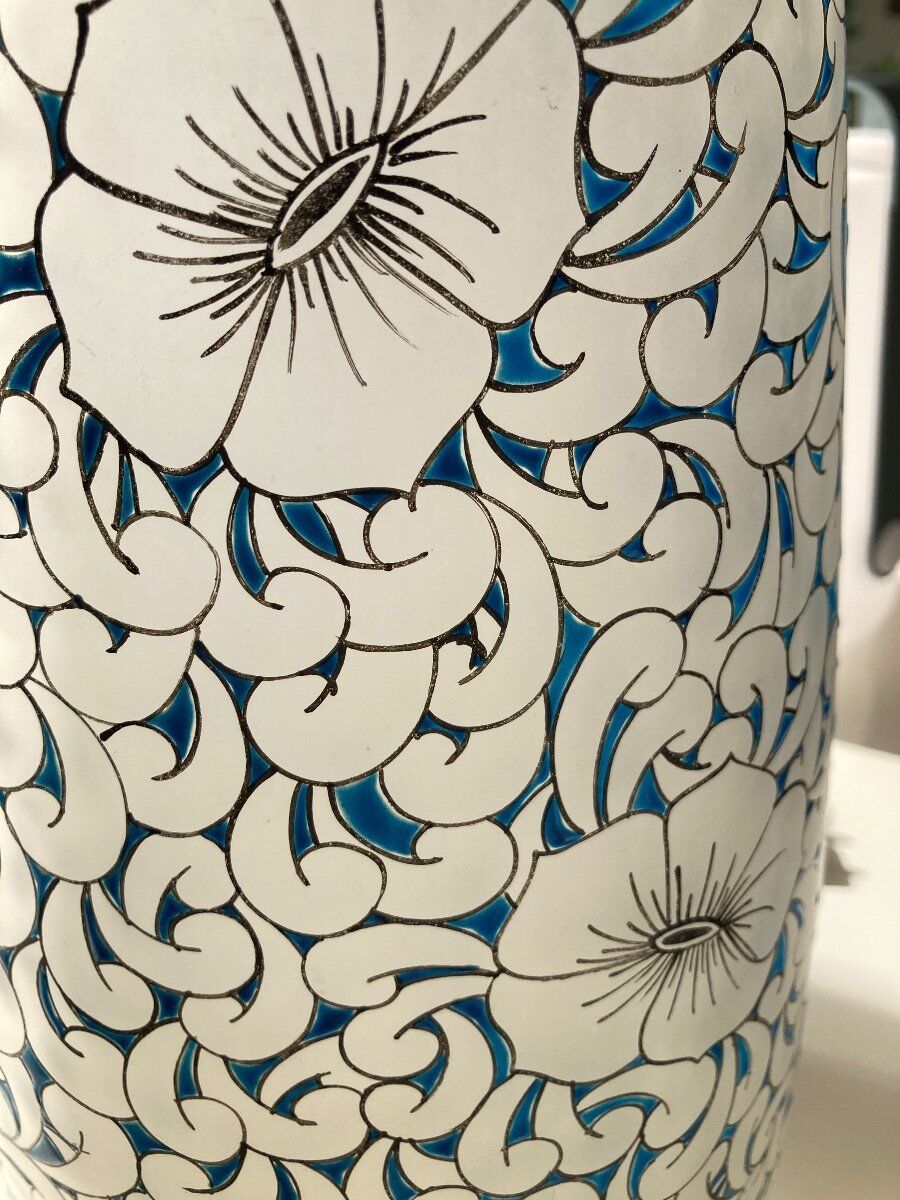 Glass paste vase signed Leune, Art Nouveau