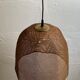 Rattan wicker webbing beehive pedant hanging lamp with brass, Dutch 1960s
