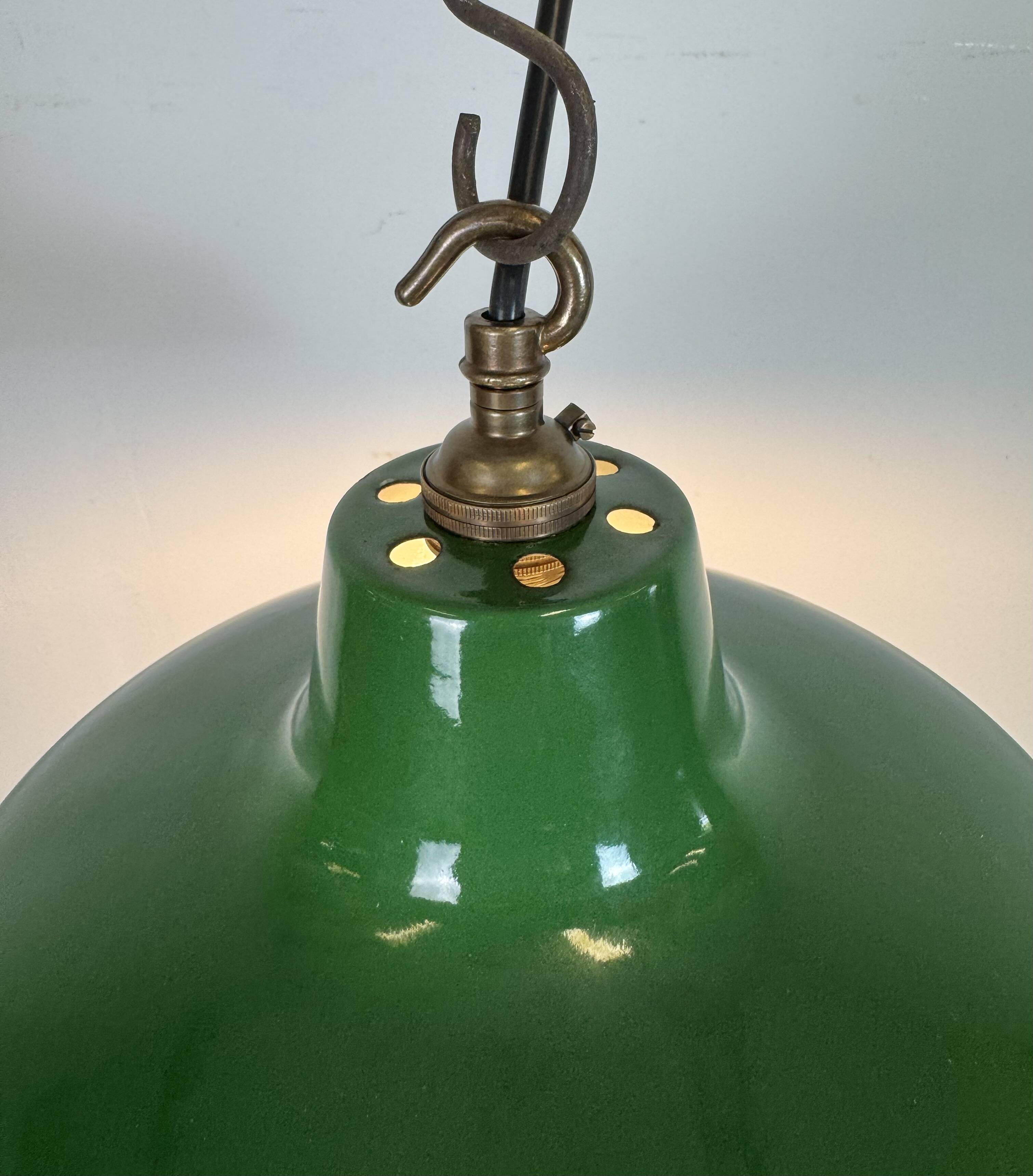 Industrial Green Enamel Factory Pendant Lamp from Revo, 1950s