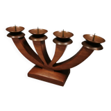 Candlestick/Advent candle holder, made of wood with 4 copper candle holders