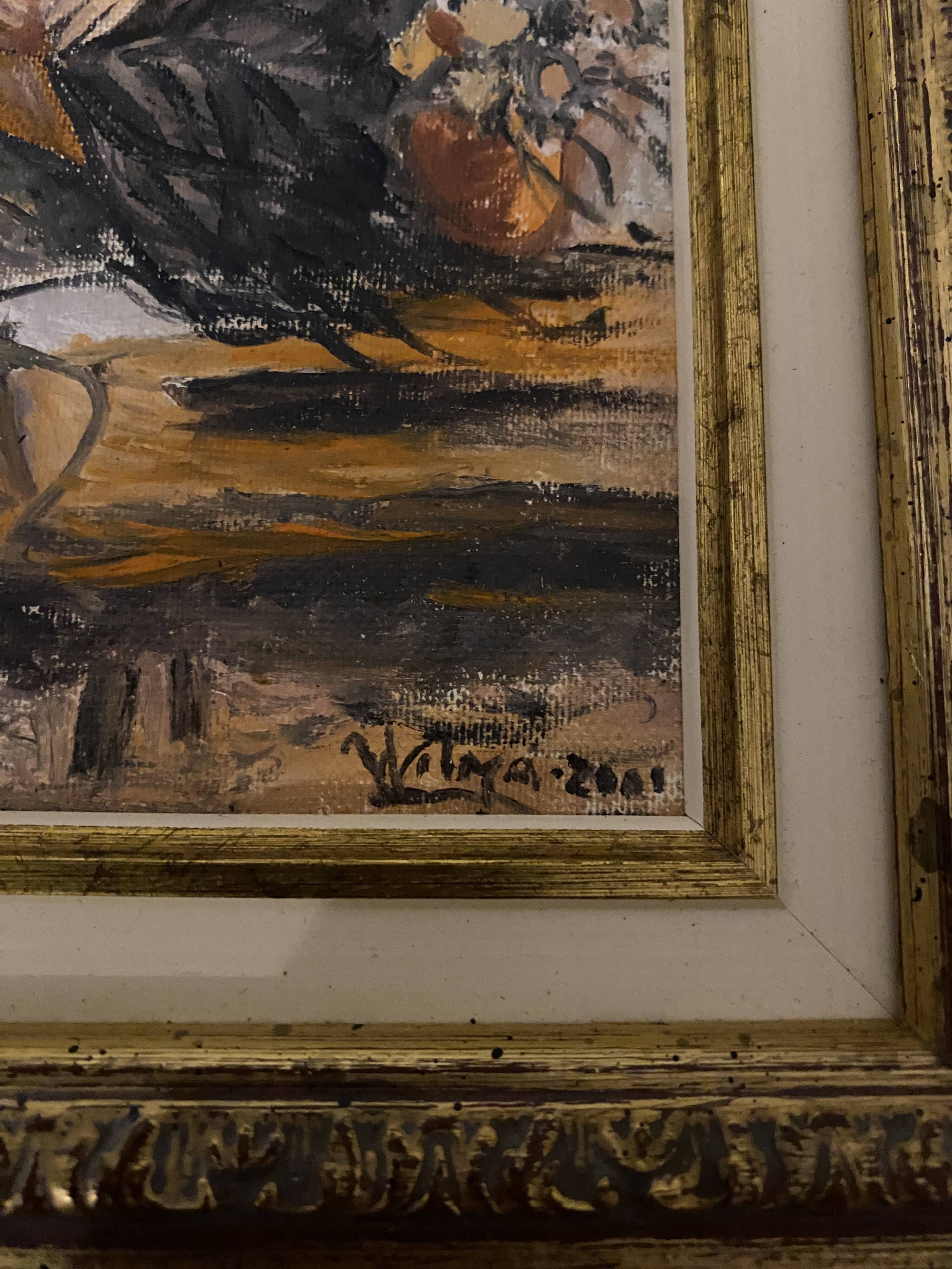 Oil painting on wood. Signed.