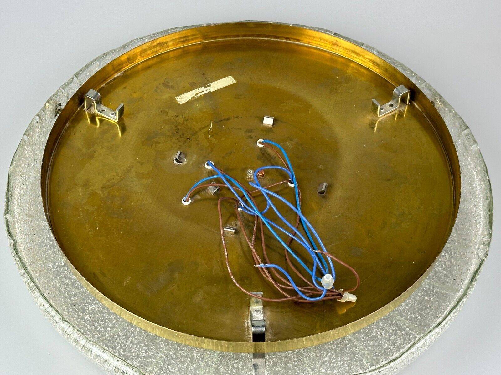 60s 70s Ceiling Light Lamp Plafoniere Flush Mount Ice Glass Hillebrand