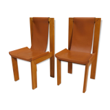 Chaises cuir et orme années 70